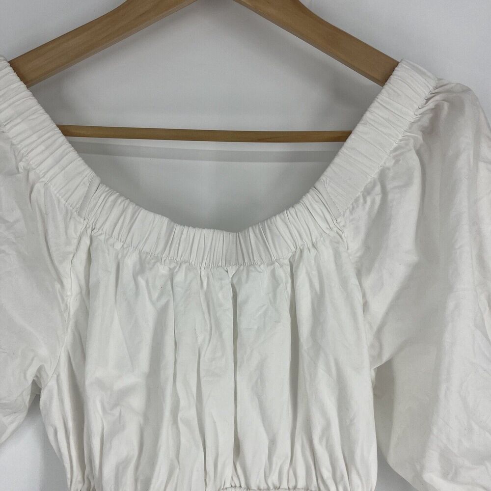 Free People Dress Size XS Womens White Midi Maxi Open Back Puff Sleeve Romantic - Picture 3 of 11